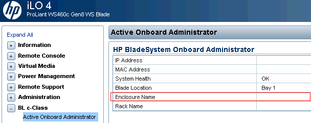 How to find the BladecenterEnclosure name of Blade