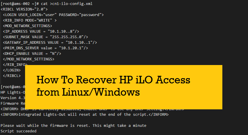 How to get or set iLO details from Linux and Windows (when you lost iLO access)
